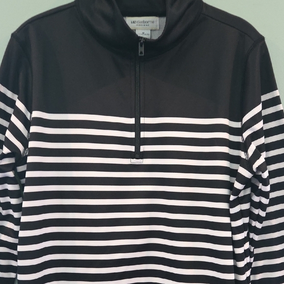 Liz Claiborne Weekend Black and White  Half-Zip Pullover Women's Size Medium - Picture 3 of 10